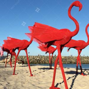 China Custom Stainless Steel Sculpture Medium Size Metal Flamingo Sculpture factory