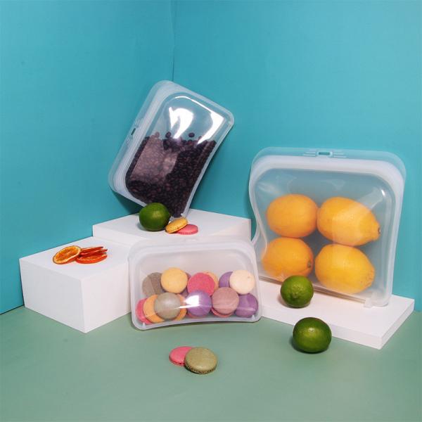 Stand Up Platinum Food Grade Silicone Reusable Storage Bag Leakproof Dishwasher Safe Silicone Lunch Box StorageContainer