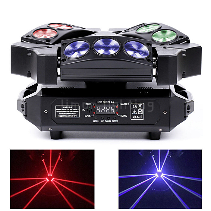 Home Party 3x3 9pcs 12w RGBW 4in1 Mini LED Spider Beam DMX Wash Moving Lights