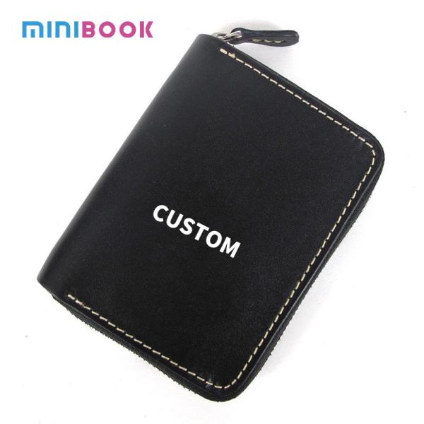 Retro Style Short Zipper Wallet Money Cloth Made of Vegetable Tanned Cowhide