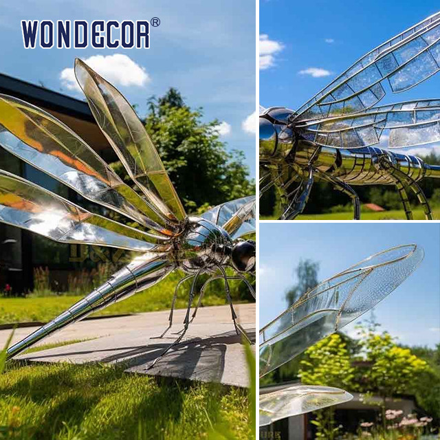 Large Outdoor Park Metal Art Abstract Insect Dragonfly Stainless Steel Sculpture