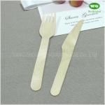 Nature Color 6 Inch Brich Wood Knife Spoon Sets-Eco Friendly Disposable Wooden