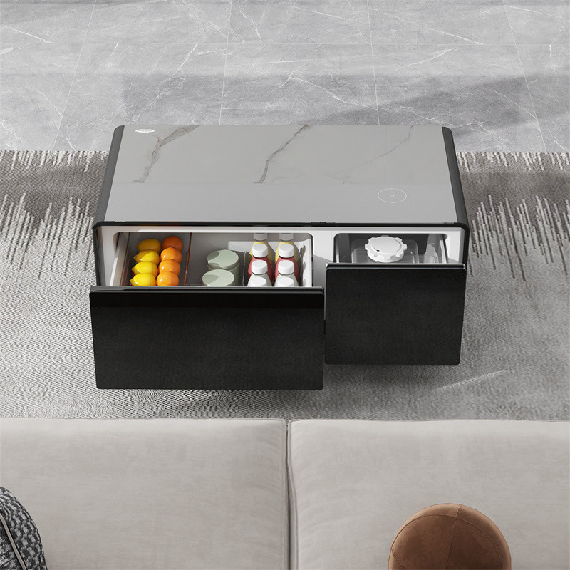 Smart Coffee Table with Multifunctional Beer Cooler and Temperature Range 3 8 C