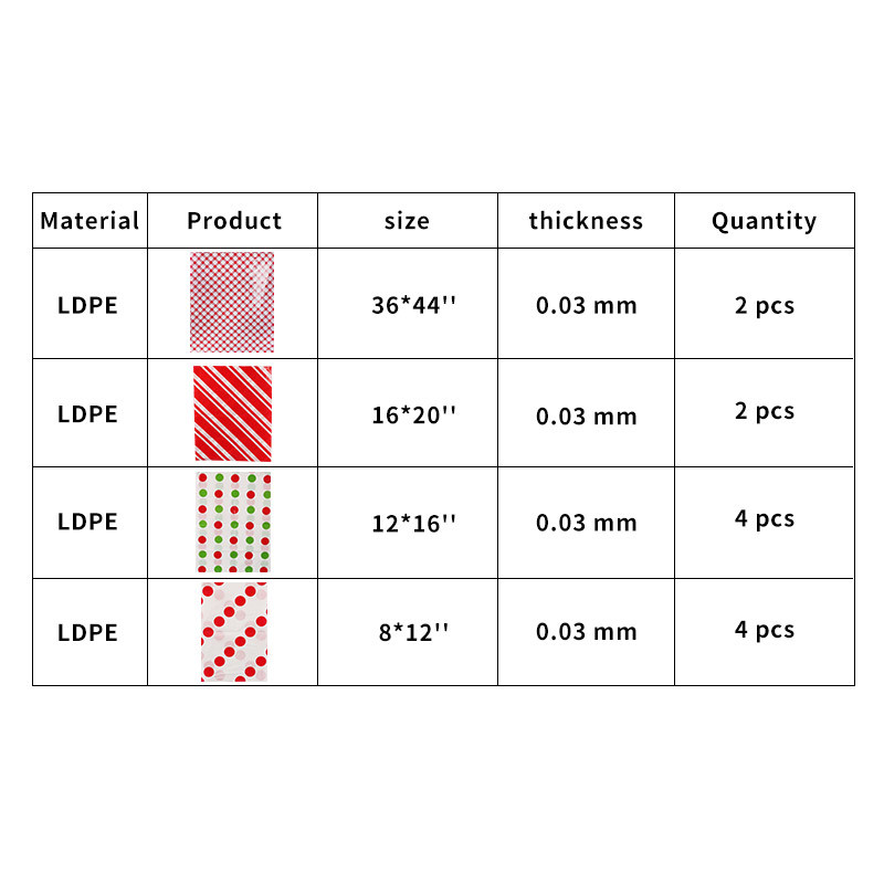 Thickness 0.03mm Custom Plastic Gift Bags Jumbo Xmas Christmas