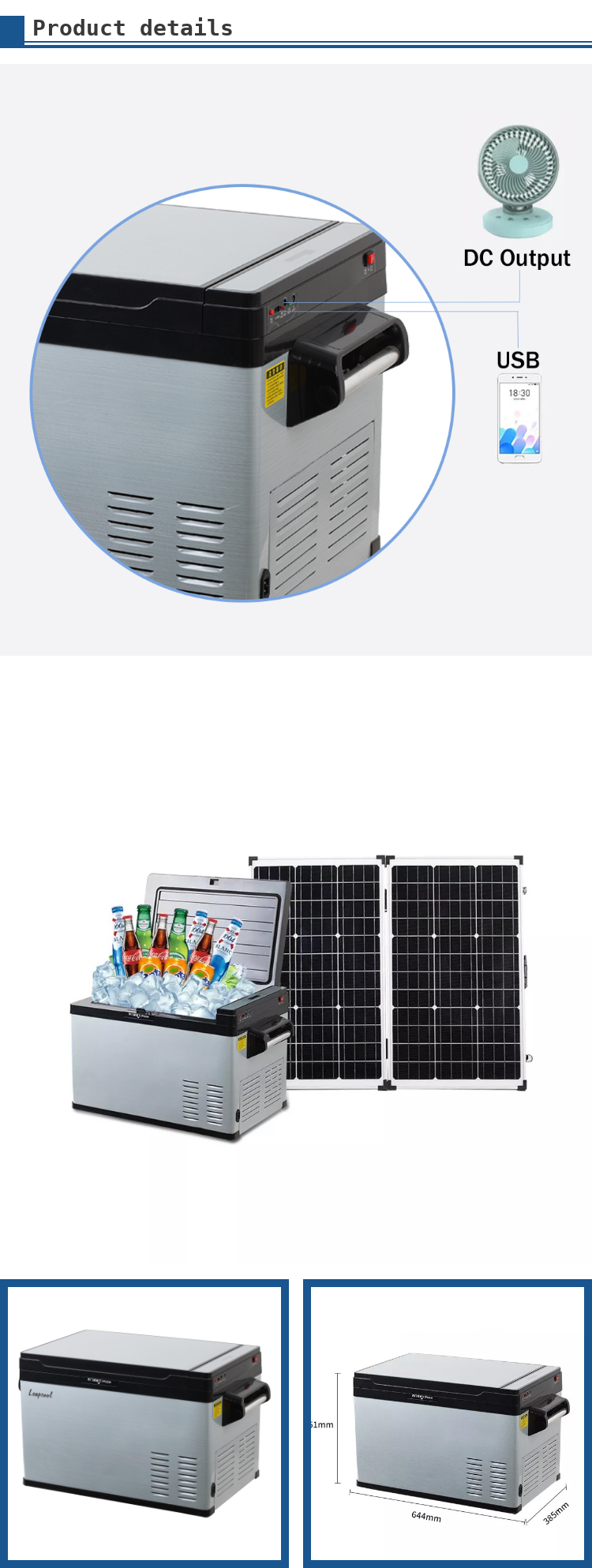 Solar Mini Fridge Freezer for Car Camping Battery Powered Portable Mini Refrigerator