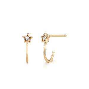 China 18K Gold Plated Star Shape Huggie 925 Sterling Silver Stud Earrings for Girls Jewelry on sale