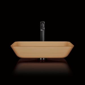 China Rectangular Above Counter Bathroom Sink Bowls Brown Glass Vessel Tasteful Acid Matt factory