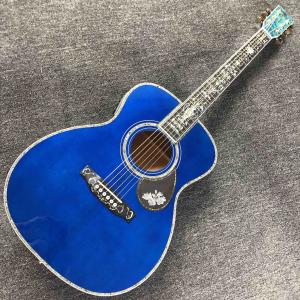 China Custom Solid Spruce 41 Inch D Style Acoustic Guitar Abalone Ebony Fingerboard Water Ripple Maple Acoustic Electric Guita factory