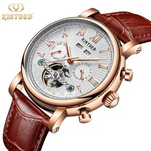 China Gold Case Minimalist Mechanical Watch Multi Functional Pointer Dial Display factory