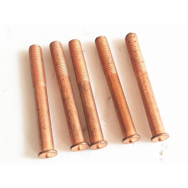 Stainless Steel Annular Grooved Stud Welding Pins , Copper Plated Mild Steel M5 - M12 Stud Welder Pins With Threaded