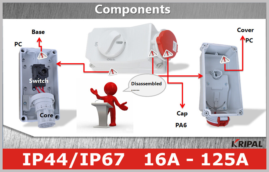 IEC CEE Power Distribution Interlocked Socket with Machanical Switch