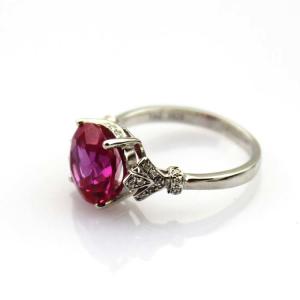 China Fashion Jewelry 925 Silver 9mm Round Ruy Rhinestone Gemstone Ring (R103) factory