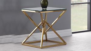 China 50cmx50cmx55cm Stainless Steel Side Tables For Living Room with Glass Top factory