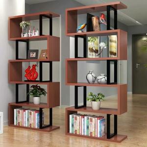 China Customized Color Metal And Wood Storage Shelves , Steel And Wood Bookshelf factory