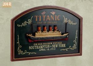 China Memorial Titanic Wall Decor Wooden Wall Plaques Resin Cruise Ship Antique Wood Pub Sign factory