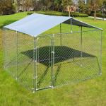 Waterproof Heavy Duty Dog Kennel With Roof 8 X 4 X 6ft Black Animal Plastic Tray