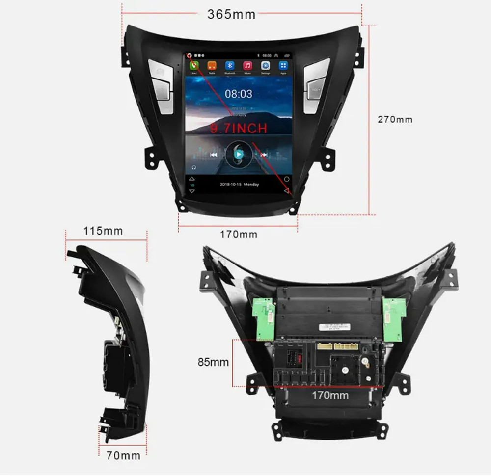 9.7Inch Android Car Radio For Toyota Elantra 2012- 2016 GPS Navigation Multimedia