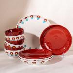 Ceramic Nordic Style Luxury Tableware Porcelain Plant Pattern Dinnerware For 8