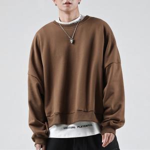 China Drop Shoulder French Terry Cotton Blank Plain Mens Oversized Crewneck Sweatshirts factory