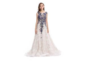 China Embroidery Organza Fabric Elegant Evening Gowns With Multi Color Options factory