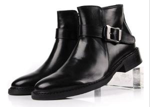 China British Style Mens Black Buckle Ankle Boots Personalized Mens Zipper Boots factory