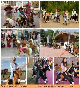 China Outdoor Amusement Rides Plush Ride On Horse Toys, Ride on Horse Toy Animal Rides Games factory