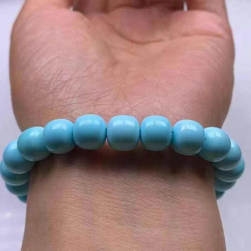 Natural Raw Turquoise High Porcelain Straight Cut Bracelets, Special Color Matching Design, Turquoise Straight Cut High Porcelain Blue Old Style