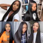 13x4 Transparent Lace Front Wig Bone Straight Human Hair Wig PrePlucked
