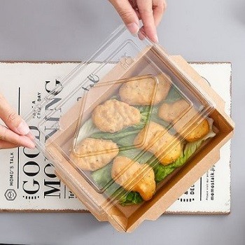 Recyclable Takeaway Disposable Kraft Paper Food Packaging Paper Custom salad Box