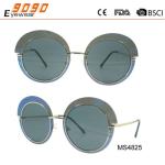 2018 fashion round metal sunglasses with 100% UV protection lens, suitable for