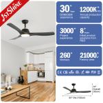 110-240v/50-60Hz ABS Black Blades Ceiling Fan with Remote Control and Dimmable