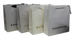 Eco-friendly 200g Golden Paper Carrier Bag With Glued Ribbon Handle, Logo