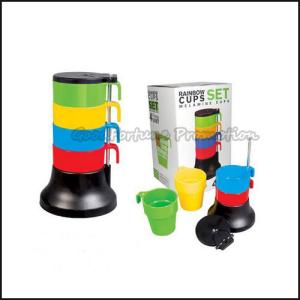 China customed logo promotion stacked 4pcs set Eco pp rainbowcoffee water milk bottle mug cup factory