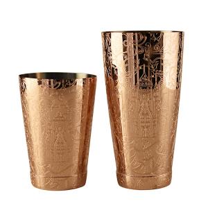 China Stainless Steel 304 Copper Cocktail Shaker New Design Baroque Style Bartender Kit factory