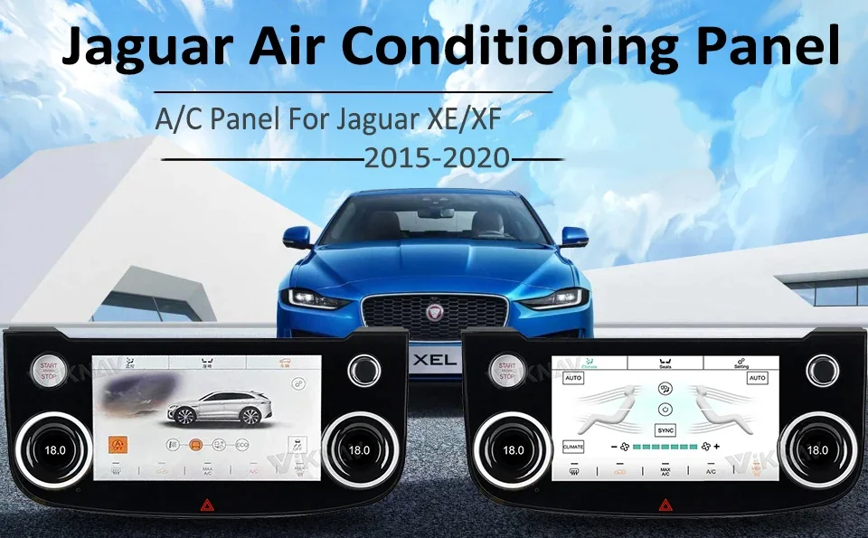AC Panel for Jaguar XE XF (2015-2020) 10inch LCD Climate Control Screen with Conditioning Temperature Control Knobs