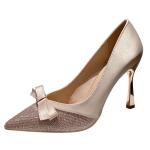 087770-8 European And American Sexy Pointed Toe Thin High Heels Stiletto Bow All