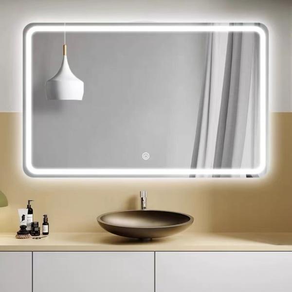 China Custom Rectangular Frameless Bathroom Mirror Smart Backlit LED Wall factory