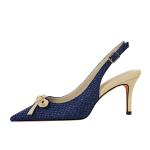 8999-7 Korean Fashion Woven Shallow Mouth Pointed Toe Color Matching Small Bow