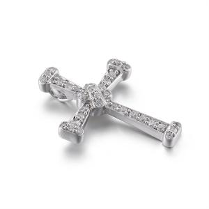 China Anti-Allergic White Cross Pendant For Women Silver Plated 1.5mm factory