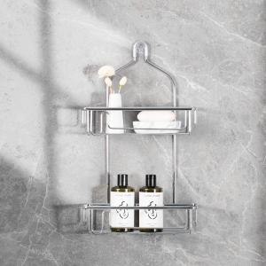 China Steel Hanging Bathroom Shower Caddy ，Dual Tier Shower Rack Organizer factory