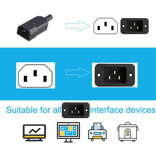 IEC 60320 C14 Power Connector 10A 250V V0 Flame Retardant