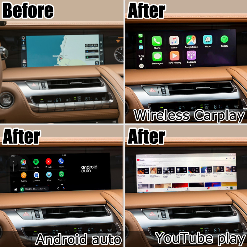 Lexus LC500 LC500h GPS Navigation Box video interface wireless carplay and android auto youtube Google play
