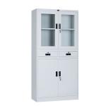 RAL Color 0.6mm Cold Rolled Steel Glass Door Filing Cabinet