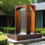 Rusty Corten Steel Water Feature For Garden Decoration