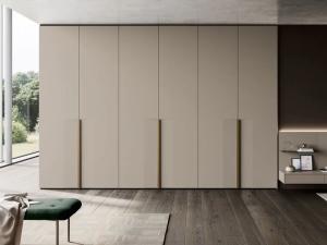 China Customized Modern PET Wardrobe Fitted Bedroom Beige Closet with Pants Hanger factory