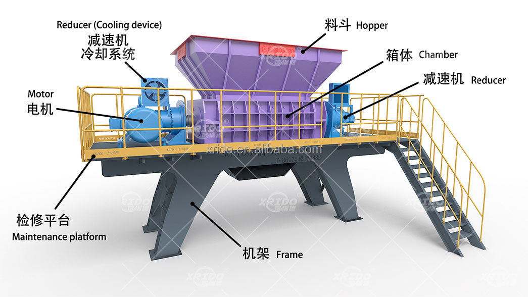 Stainless Steel Copper Metal Recycling Shredder Heavy Duty Metal Shredder Machine