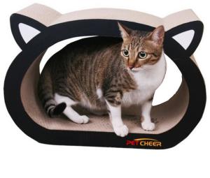 China Durable Cardboard Cat Scratcher , Cardboard Scratch Pad Cat Head Shaped SGS factory