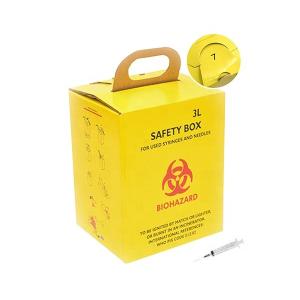 China 3L Custom printing logo corrugated paper Hospital Disposal Syringe Needle Sharp Container box factory