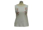 Cotton Jersey Embroidery Ladies Tank Tops Crew Neck Camisole OEM / ODM