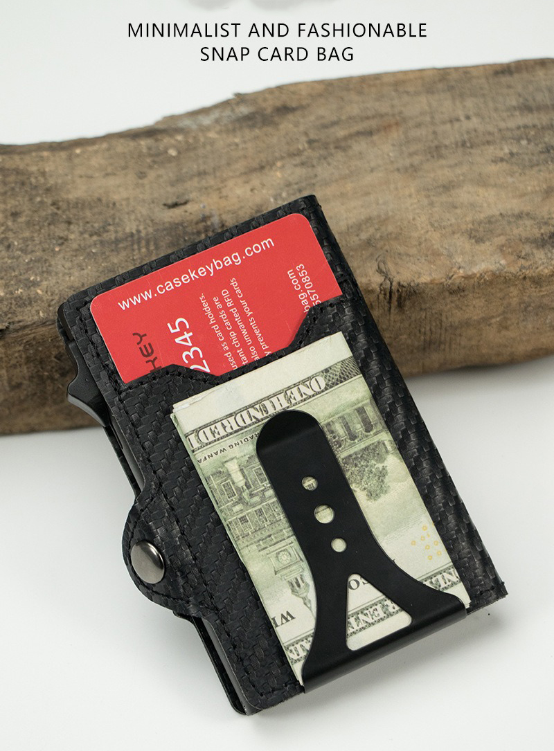 Tarjetero Para Hombre Auto Eject Pop Up Card Holder with Cash Clip 10.2CM*7.2CM*1.6CM
